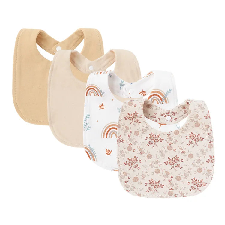 Tejesa 4Pcs Baby Bibs Burp Clothes / Newborn Saliva Towels for Girls Boys Cotton Kids Apron Infant Accessories Toddler Bibs Set