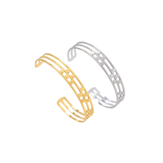 Multi-Layer Geometric Cuff Bracelet Women Stainless Steel Bohemian Open Bangle 2024 Jewelry Gift for Mother Lover