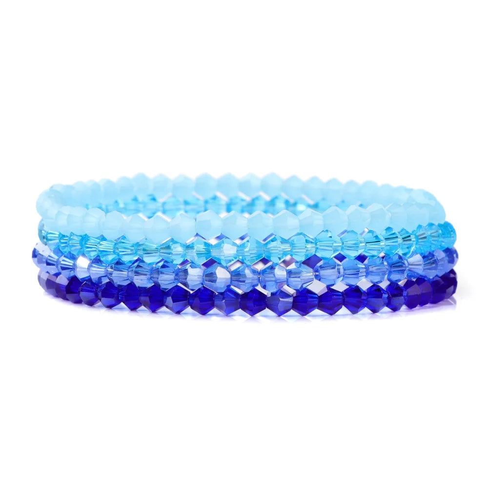 Crystal Bracelet Shiny 4Pcs/Set Faceted Czech Austria Crystal Beads Bracelet Women Men Bangles Shiny Jewelry Fashion Party Y2K