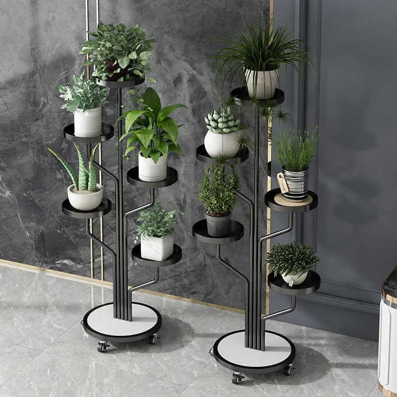 Wrought iron flower stand Plant stand Indoor living room Balcony Flower pot Green Luo stand Movable multi-layer metal flower
