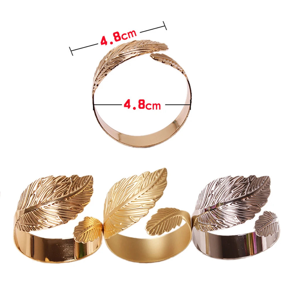 Hemasa 6PCS Antique Napkin Holders /Gold Napkin Rings/ Leaf Napkin Buckle for Wedding Party Daily Use Home Dinning Room Hotel Table Decor