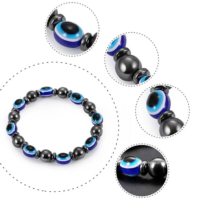 New Evil Eye Bracelet Blue Beads Bracelet Elastic Lucky Turkish Eye Bracelets for Women Men Girls Protection and Blessing Gifts