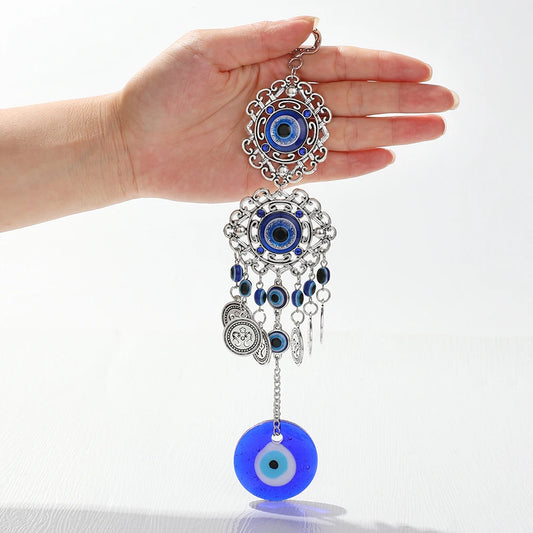 Hemasa Turkish Blue Evil Eye Home Decor Hamsa Hand Moon Elephant Amulet Wall Hanging Ornament Evil Eye Protection Room Decoration Gift