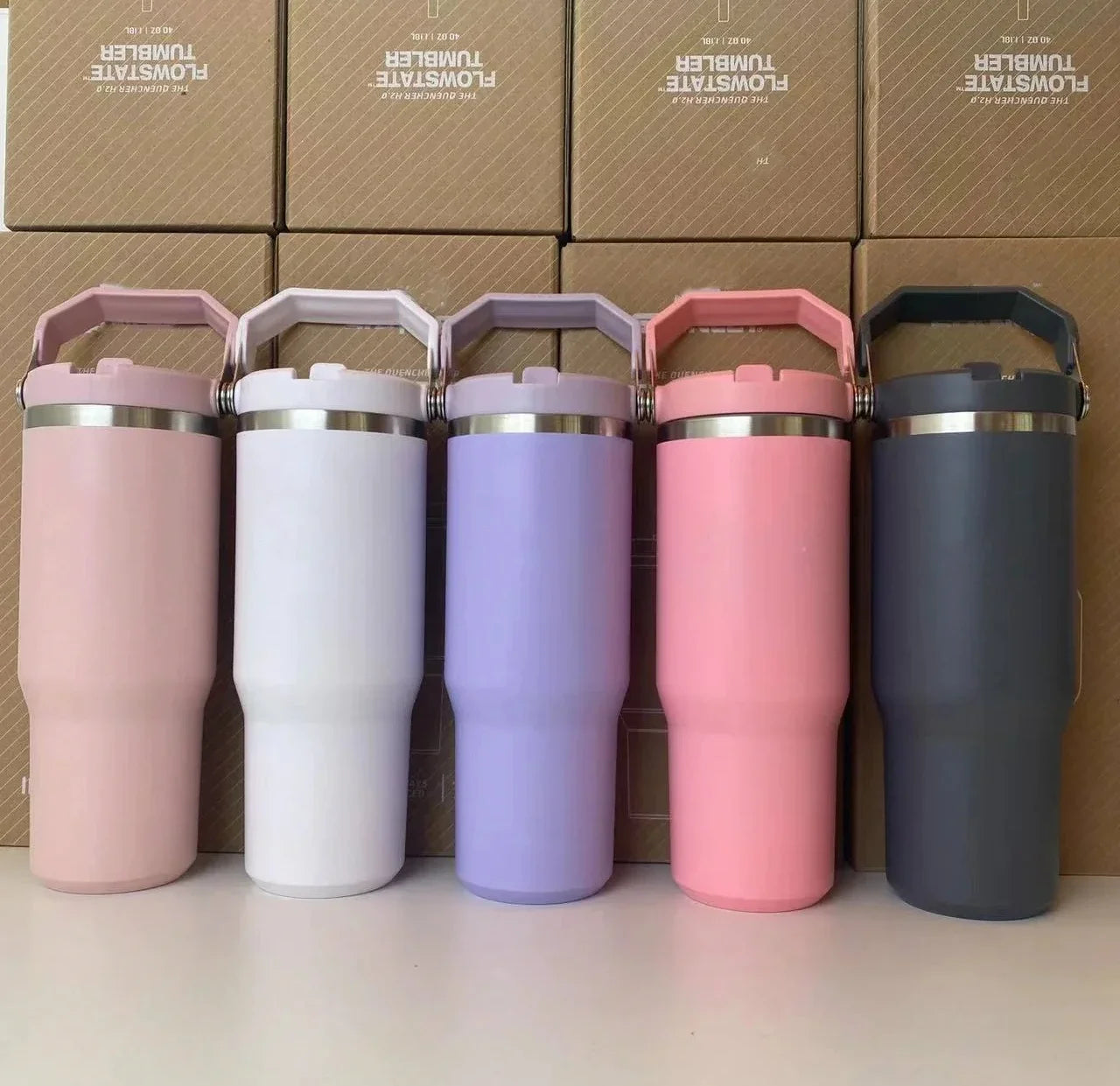 For Stanley 30oz Tumbler With Handle Leopard Tumbler With Straw Lids Stainless Steel Coffee Termos Cup Car Mugs Vacuum Cup