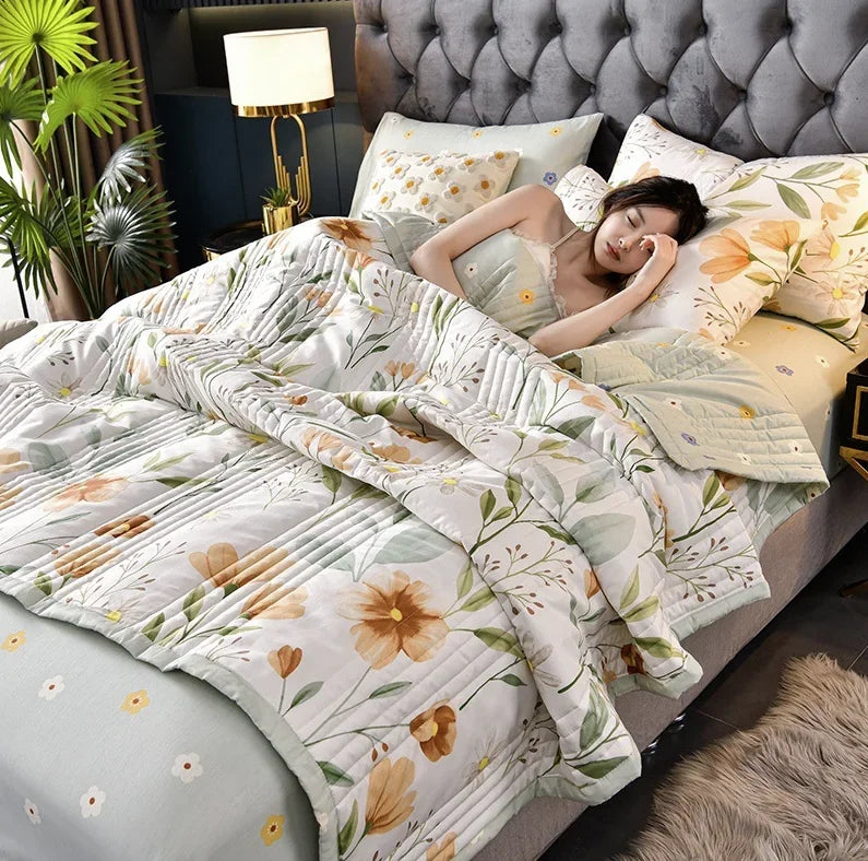 Summer Cool Quilt Air Conditioner Washed Cotton Quilt Student Single Summer Dormitory Spring and Autumn Thin Summer Quilt