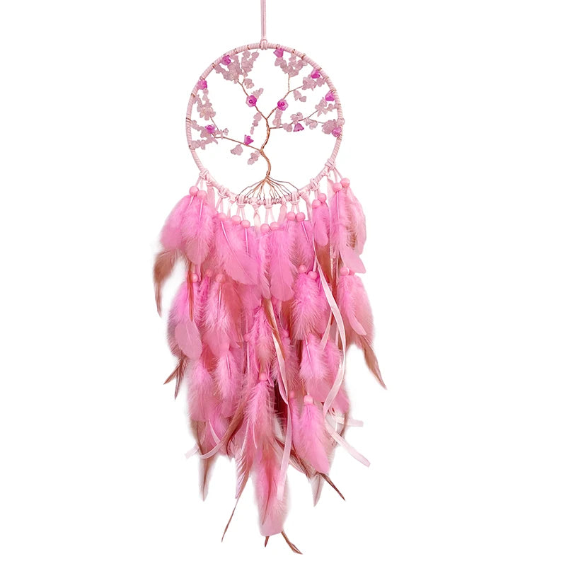 Tejesa Dream Catcher Hand-woven Natural Crystal Wind Chime Background Wall Decor Living Room Bedroom Hanging Ornaments Holiday Gifts