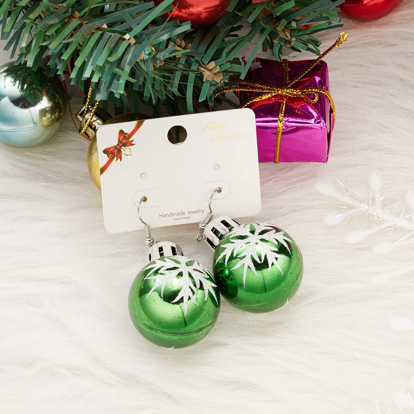 Merry Christmas Colorful Light Bulb Ball Shaped Drop Earrings for Women Luxury Creative Earrings Girl New Year Party Jewelry