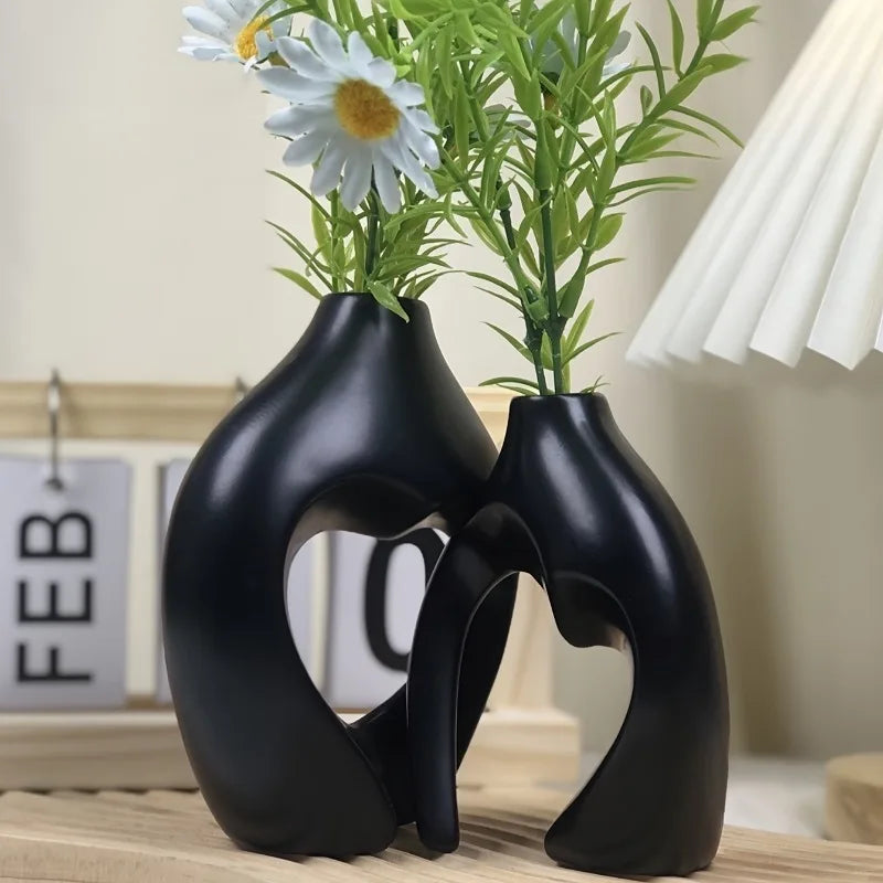 2pcs Heart-shaped Vase Set Resin Vases Ideal Choice for Desktop Decoration Suitable for Home Decoration