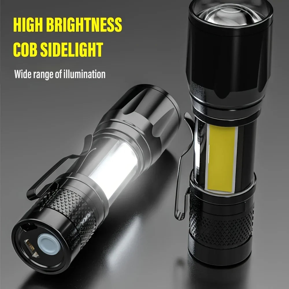 Hemasa LED Powerful Flashlight Rechargeable Multi Functional for Long Range Portable Outdoor Home Mini Flashlight with Cap Clip