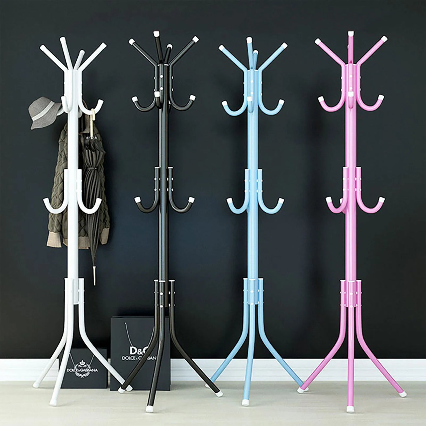 Sturdy Metal Coat Rack Stand Stable Base Multipurpose Coat Hat Rack for Entryway Living Room Bedroom