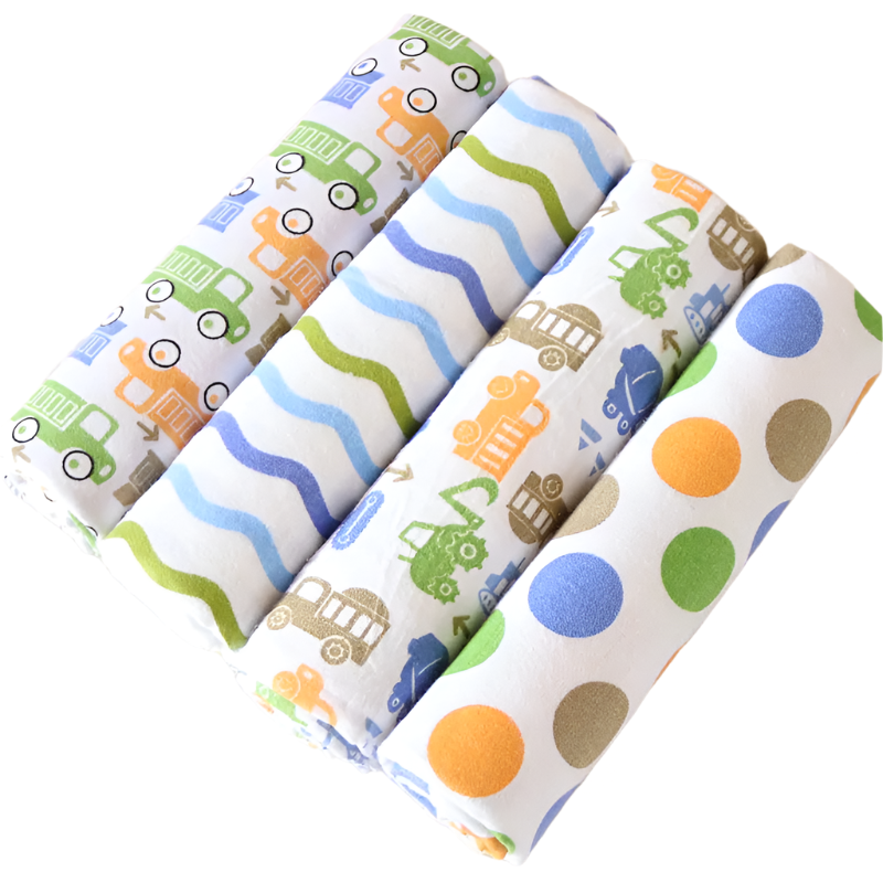 Hemasa 4pcs/pack 100% Cotton Flannel Diapers Supersoft Receiving Baby Blanket Newborn Wrap 76x76cm Baby Bedsheet Print Blanket Swaddle