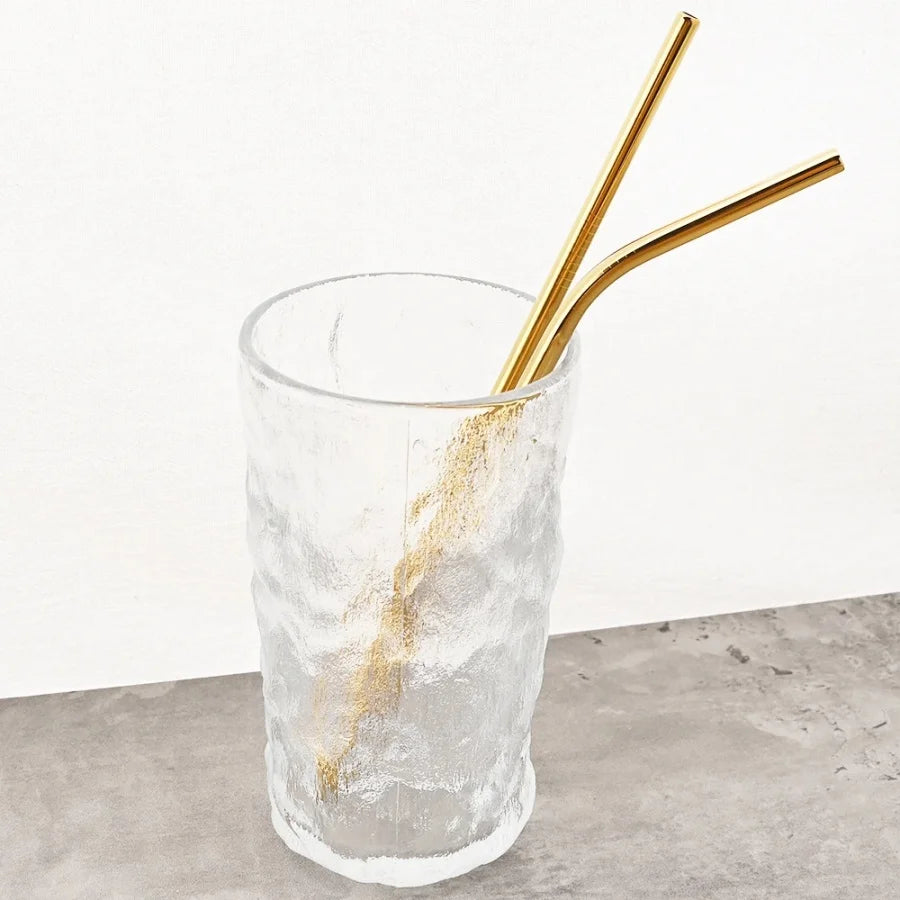 Hemasa 8pcs reusable gold straws milk tea juice coffee  drinking tubes for restaurants coffee shops home