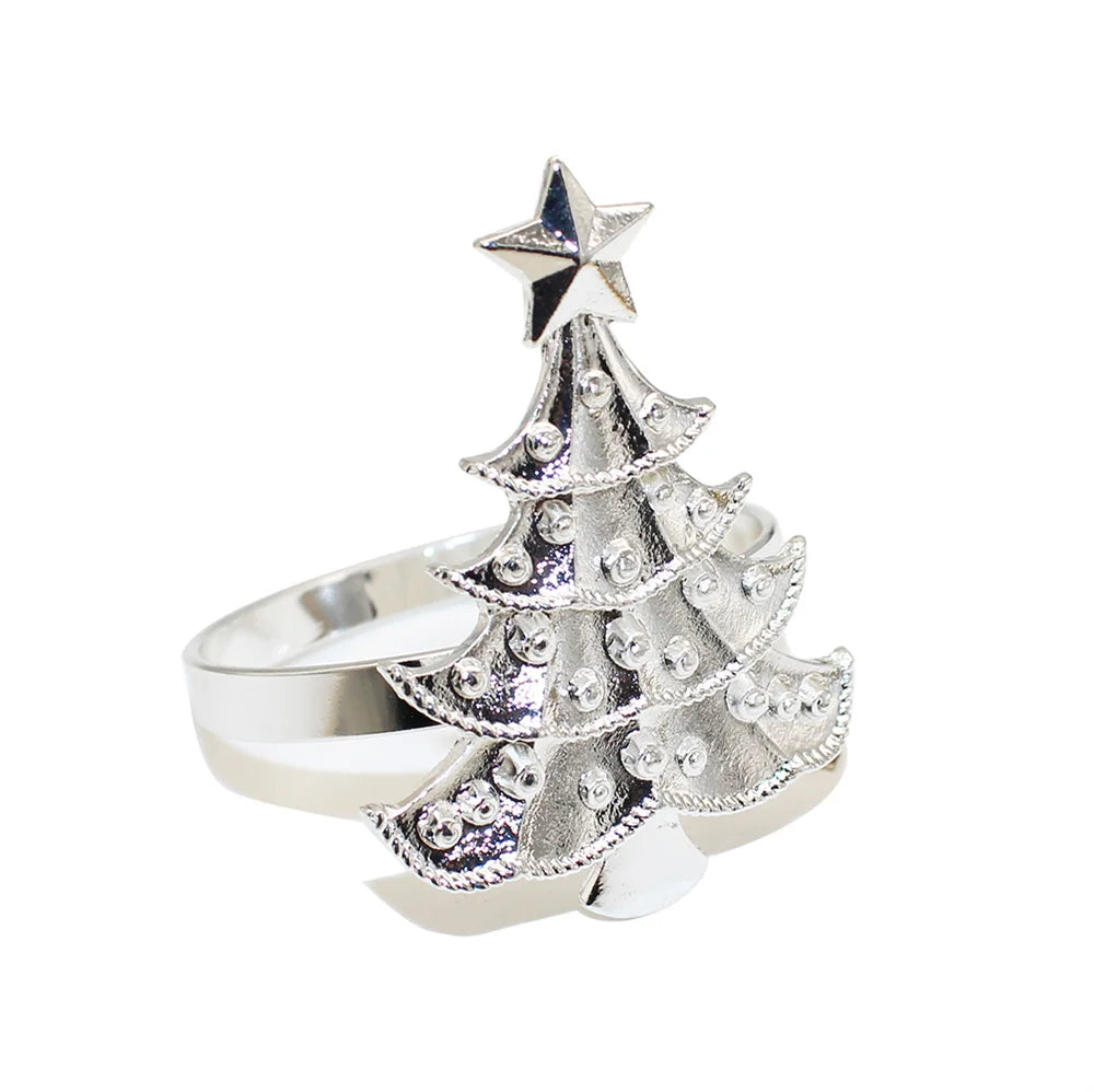 6Pcs Christmas Snowflake Napkin Rings for Table Setting Metal Napkin Holder for Home Winter Party Decor Navidad 2024 Noel ERC126