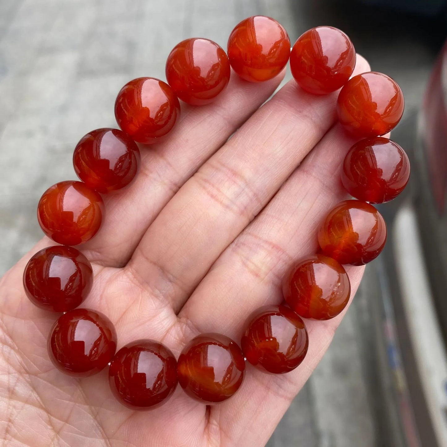 Hemasa Natural Red Carnelian Beads Bracelets /Natural Red Agate Onyx Stone Beads Stretch Bracelets