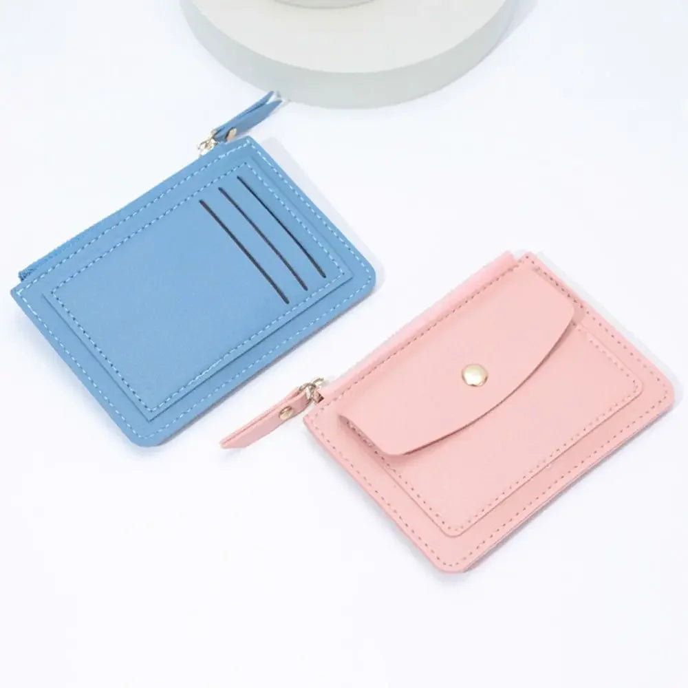 PU Leather Small Wallet Purse Women Simple Solid Color Multi-Cards Holder Coin Purse Fashion Zipper Wallet Credit Card Bags