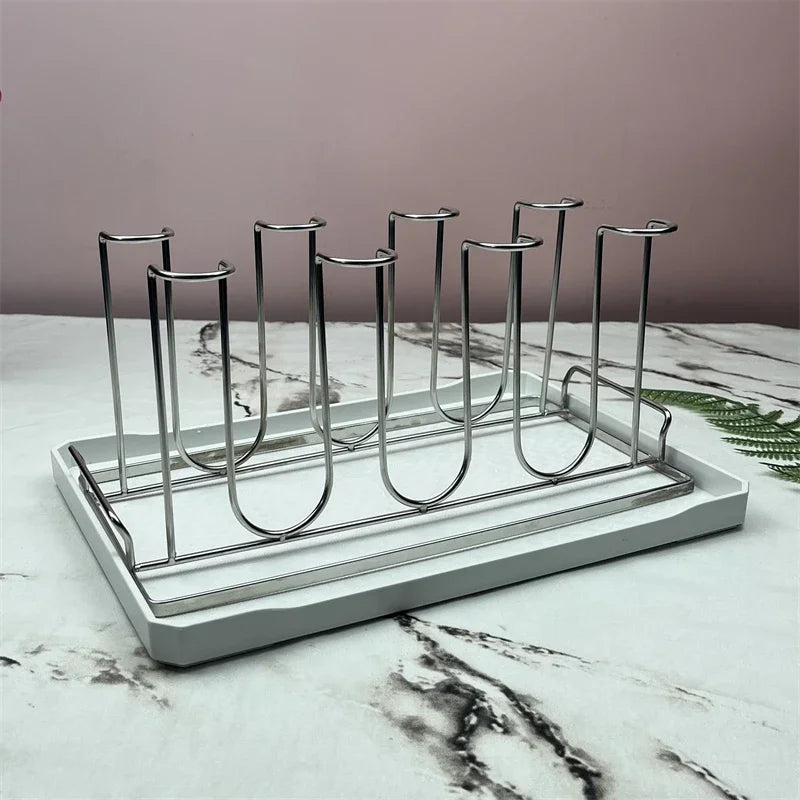 Stainless Steel Cup Tray, Inverted Hanging Rack, 8 Cup and 12 Cup Drain Rack, Home and Office Use, Durable Organizer