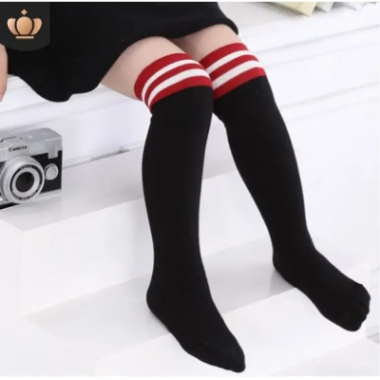 3pairs/lot Socks Girls' School Uniform Knee-High Sock Cotton Stocking 3-13years Old Women Striped Sock Youth Athletic Sports