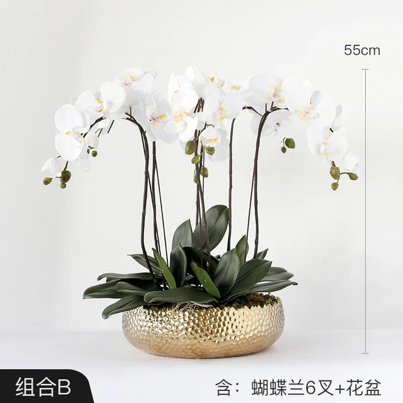 High-end phalaenopsis pot fake flower simulation flower living room large table decoration flower porch decoration
