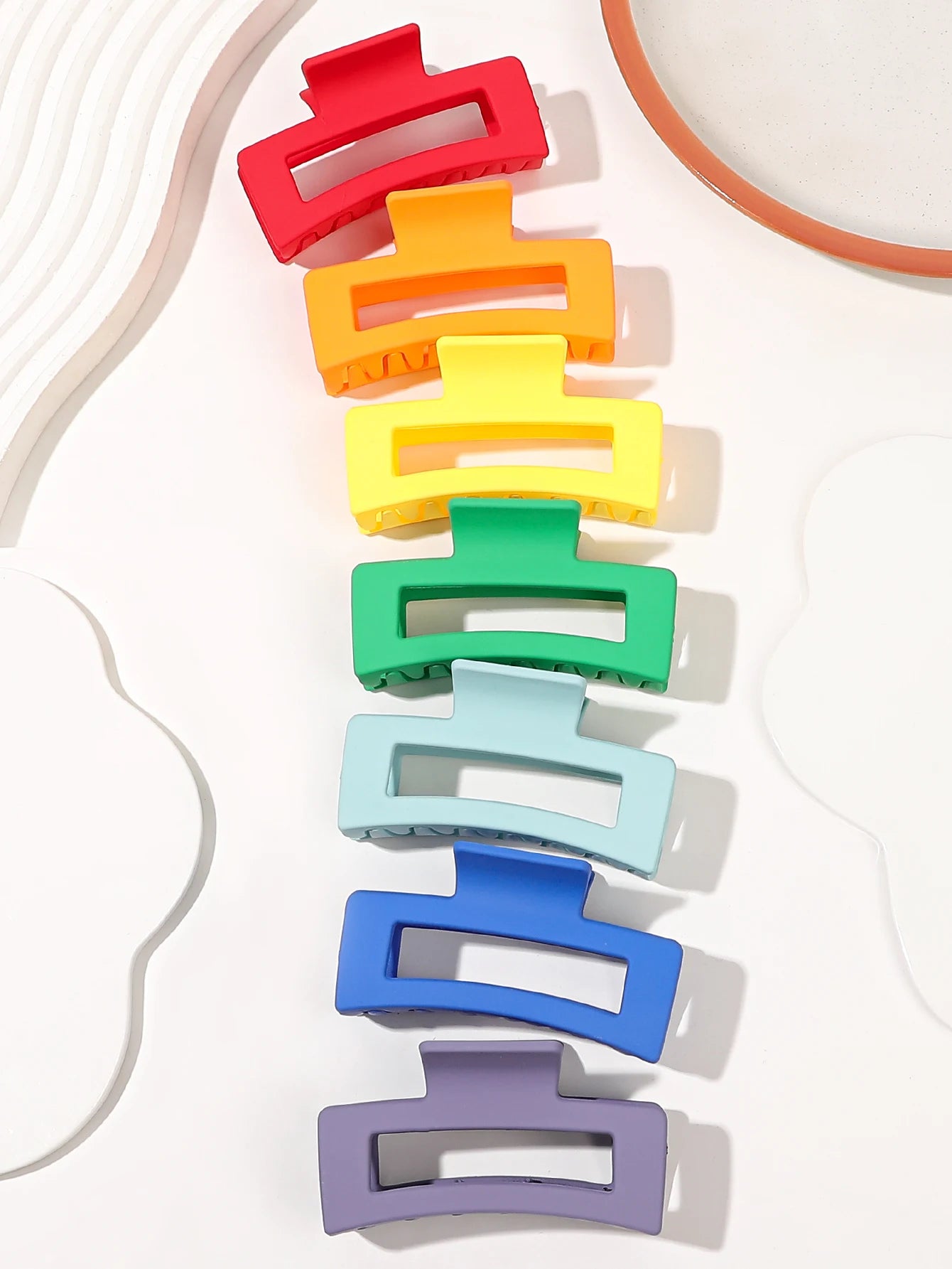Hemasa 7 Pcs Big Hair Claw Clips 3.4" Non-slip Big Square Matte for Women Girls/ Banana Clips for Thick Thin Hair