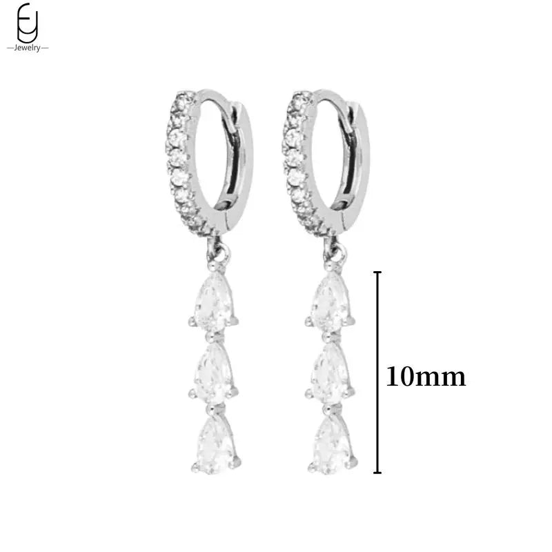 Hemasa 925 Sterling Silver Ear Buckles Fashion Hoop Earrings /White Crystal Luxury Women's Earrings Wedding Women's Jewelry Premium Gift