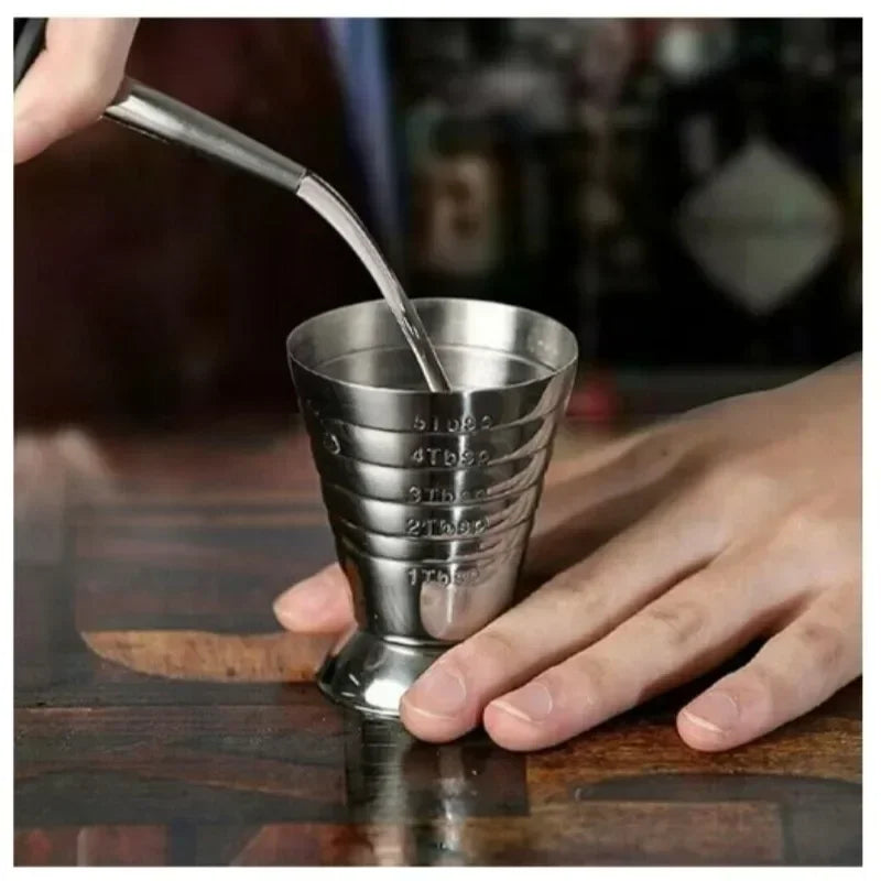 1pc Bar Cocktail Glass Mixed Drink Measure Cup 75ml Stainless Steel Cocktail Shaker 3in1 Measure Jigger Bar Party Accessories