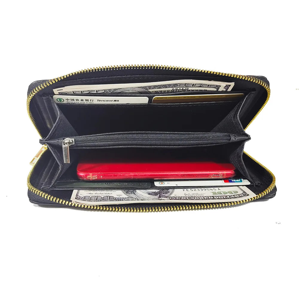 Heamsa  Microfiber Clutch Bag   Large Capacity Soft Leather Multi-Card Clutch Bag