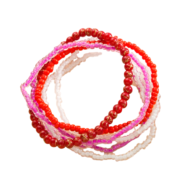 Hemasa  Rice Bead Bracelet Hand Color Charm Bracelet For Women Layered Crystal Bracelets