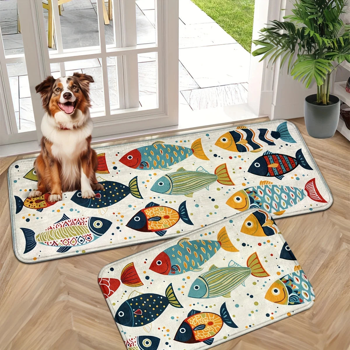 Tejesa  Fish Swimming Pattern Carpet /Soft Floor Mat Doormat /Kitchen Rug Soft Living Room Carpet Rug For Bedroom Home Decor