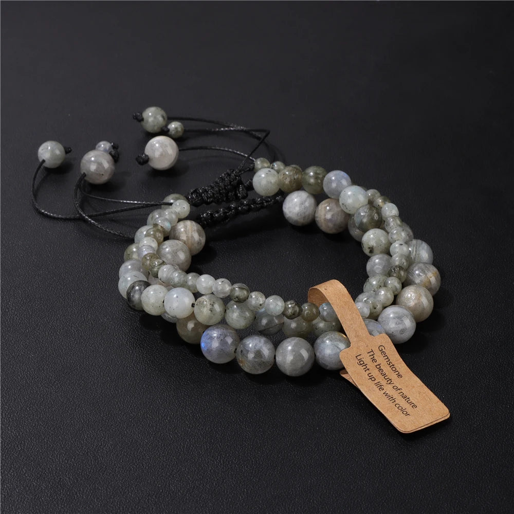 Tejesa  3pcs  Amazonite Bracelets for Women Men 4/6/8mm Beads Braided Bracelet Handmade Adjustable Wristbands Jewelry