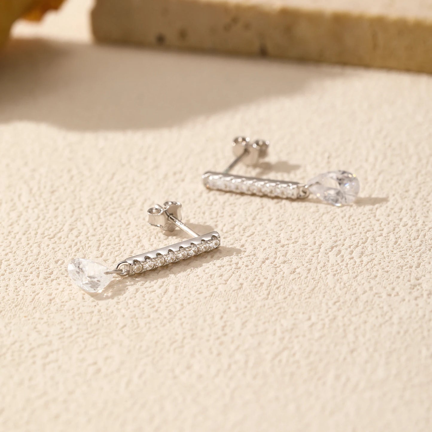 MODIAN 925 Sterling Silver Stunning Water Drop Zircon Stick Stud Earrings For Women Party Stackable Fine Jewelry