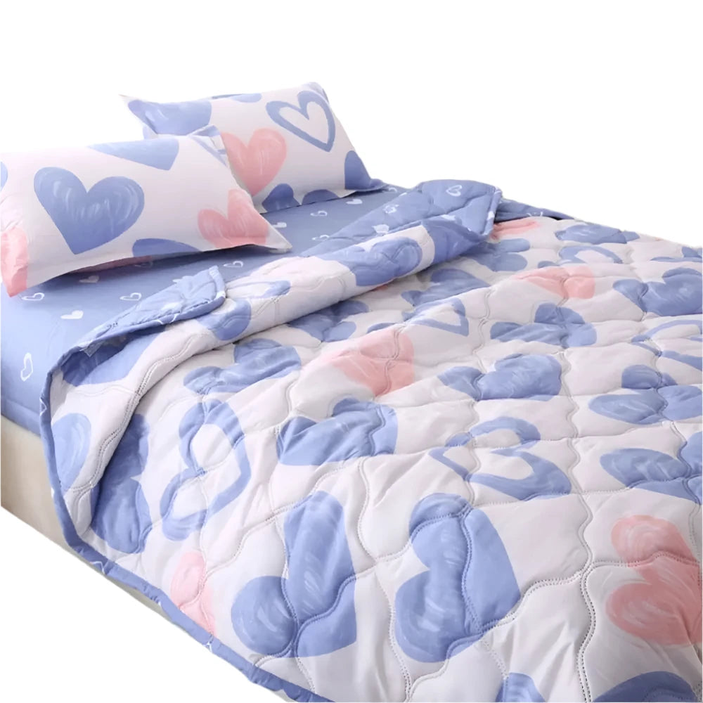 Hemasa  Cute Washable Printed Summer Quilt Soft Comfortable Thin Wadding Blanket