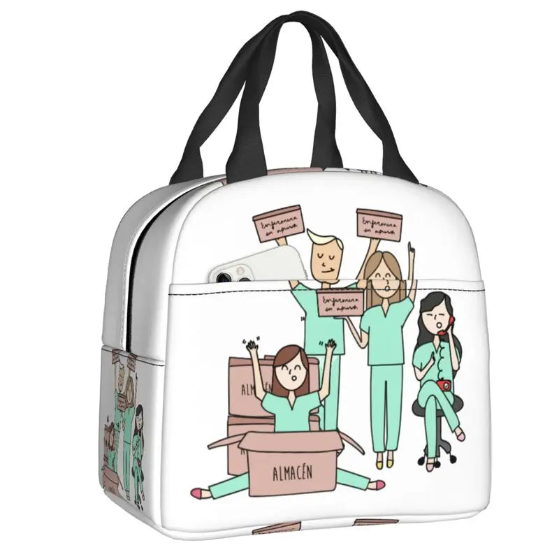 Hemasa  Nurse Lunch Bag Women Portable Cooler Thermal Insulated Lunch Box