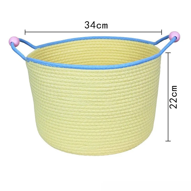 1pcs Cotton Rope Storage Basket for Home Bedroom Living Room Bathroom Closet Toy Clothes Blanket Storage Decorative Woven Basket