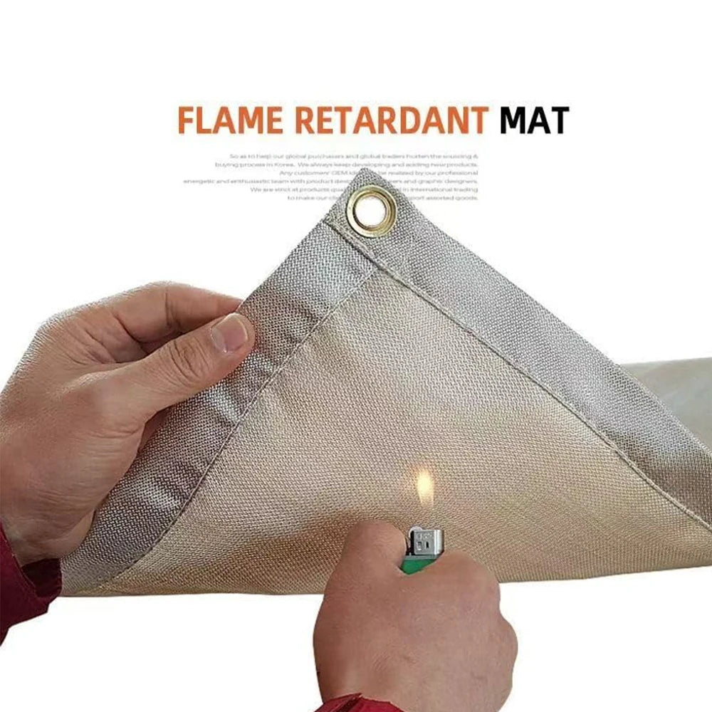 Tejesa 1pc Outdoor Camping Fireproof Cloth Picnic Barbecue Insulation Mat Flame Retardant High Temperature Fire Blanket Fiberglass Mat
