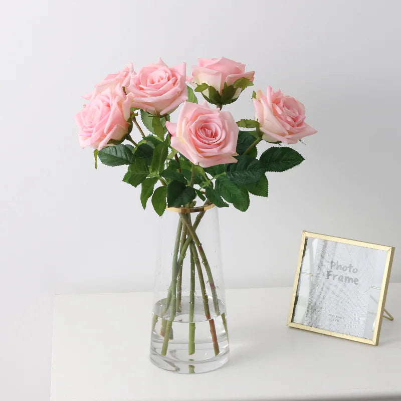 Tejesa Real Touch Artificial Rose Flowers  for Home Decor /White Pink Fake Latex Roses Flower Wedding Party Decoration Valentine's Gift