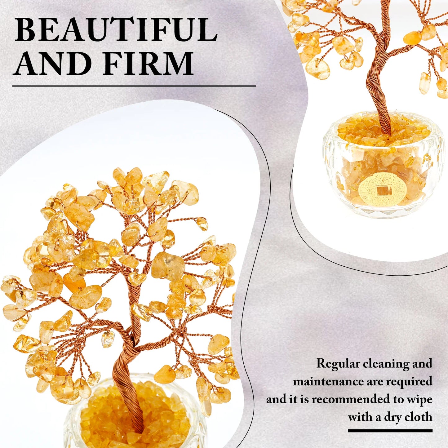 Mini Crystal Money Tree Copper Wire Wrapped Crystal Tree Potted Plant Healing Gemstone Yoga Feng Shui Trees Home Crystal Decor