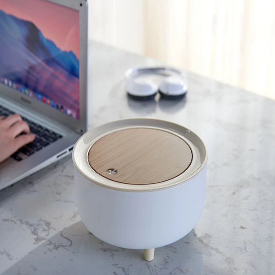 1PCS Desktop Wastebasket Household living room press type paper basket Office peel paper confetti basket Dormitory with lid pape
