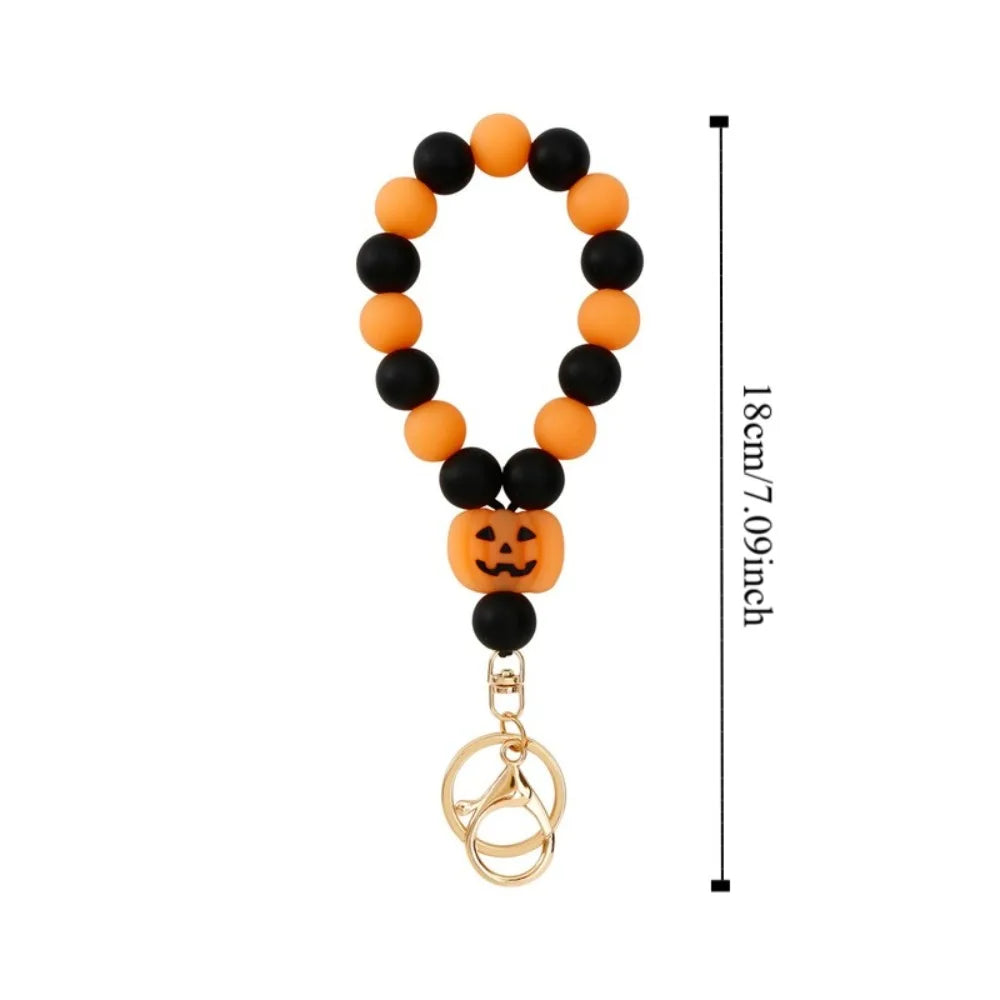 Pumpkin Luminous Ghost Keychain Silicone Fluorescent Halloween Ghost Pendant Lobster Buckle Ornaments Beads Keyring Party