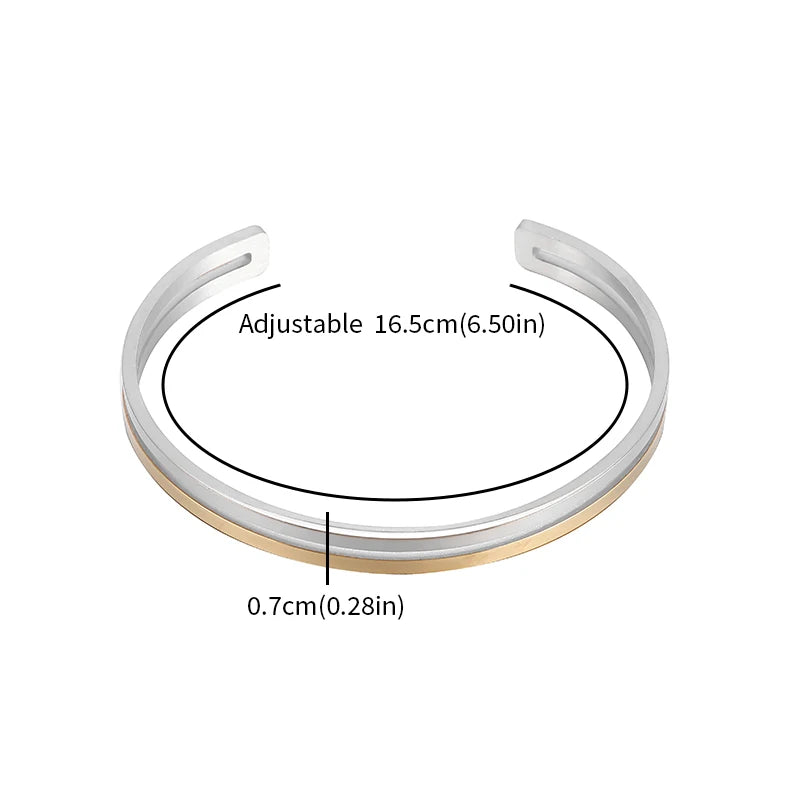 Stainless Steel High-Quality Simple Double-Layer Glossy Open Bracelet Men's and Women's Two-Color Cuff Bracelet Couple Jewelry