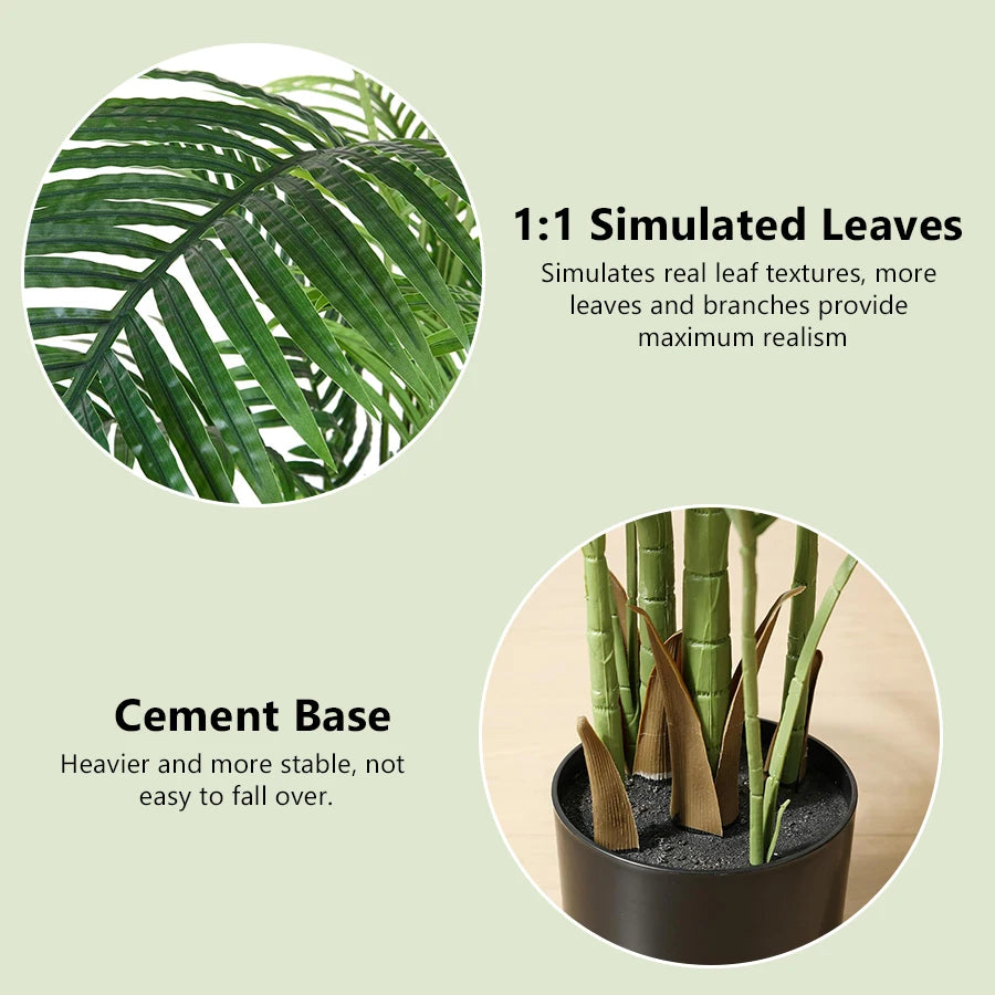 130cm/51.2in Artificial Large Fake Palm Tree Areca Palm Artificial Tropical Plant Plastic for Home Garden Decoration