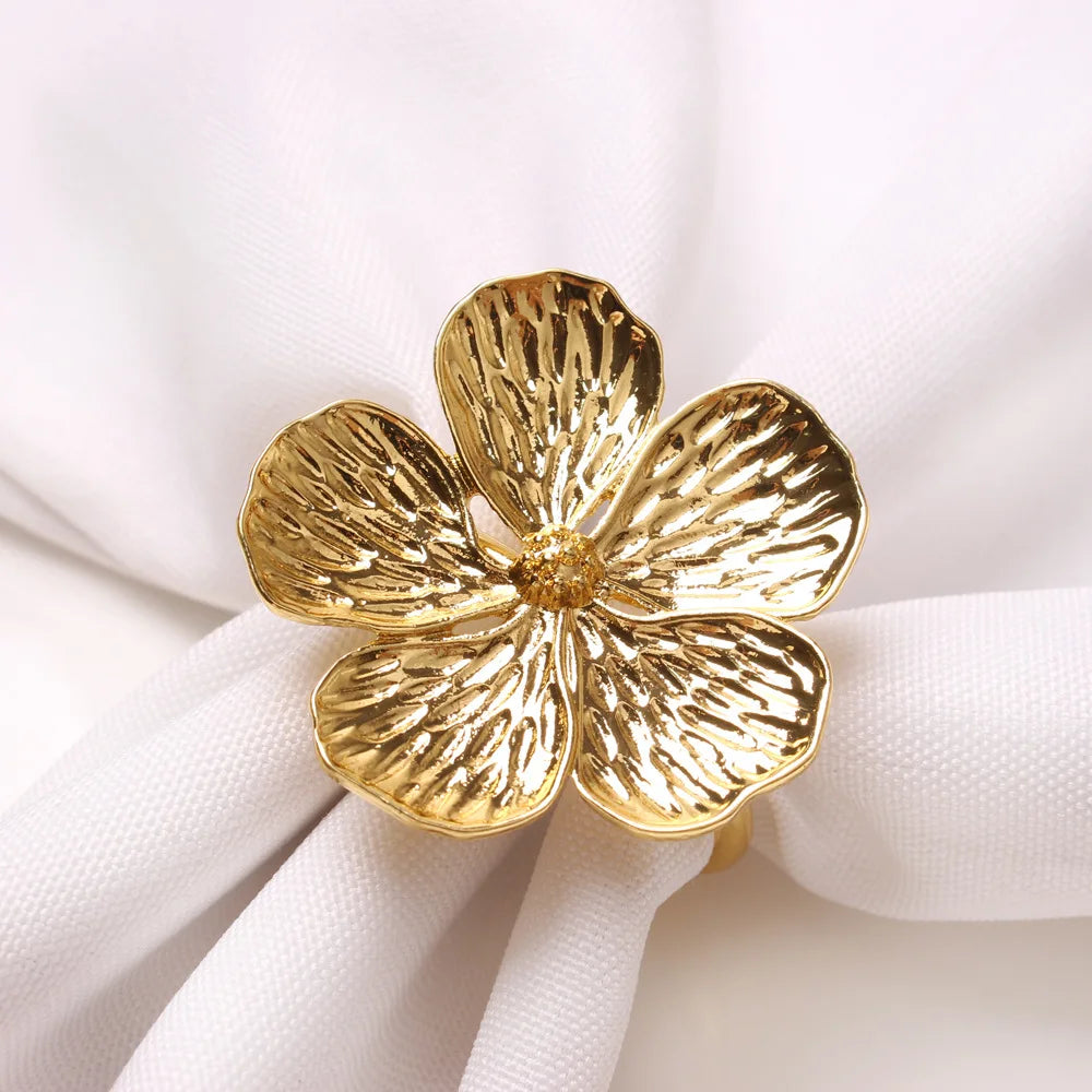 2/4/6/8pcs Simple Plum Napkin Buckle 5 Petals Lucky Flower Napkin Ring for Wedding Christmas Hotel Home Table Decor