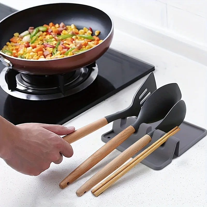 Hemasa Silicone Tableware Drying Kitchen Utensil Rack Rest Holders Fork Spatula Multifunctional Shelf Organizer Non-Slip Storage Pad