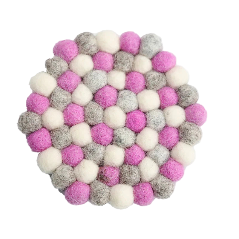 Hemasa Wool Felt Ball Coaster Cup Coaster(Set of 4)