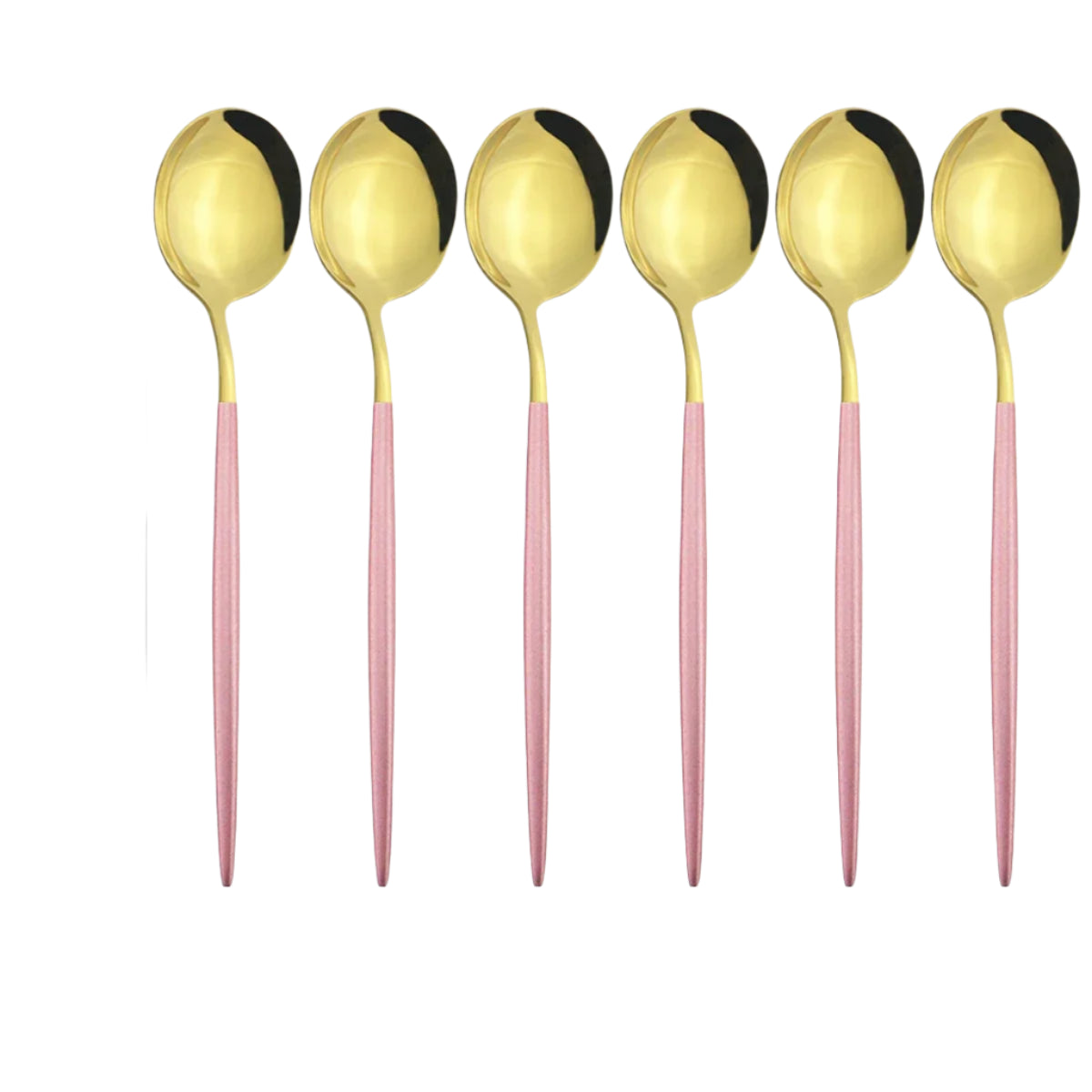 Hemasa 6Pcs  Western Stainless Steel Cutlery Set  Gold Ladle Spoon Dinnerware Dinner Spoon Soup Spoon Tableware Kitchen Silverware Set