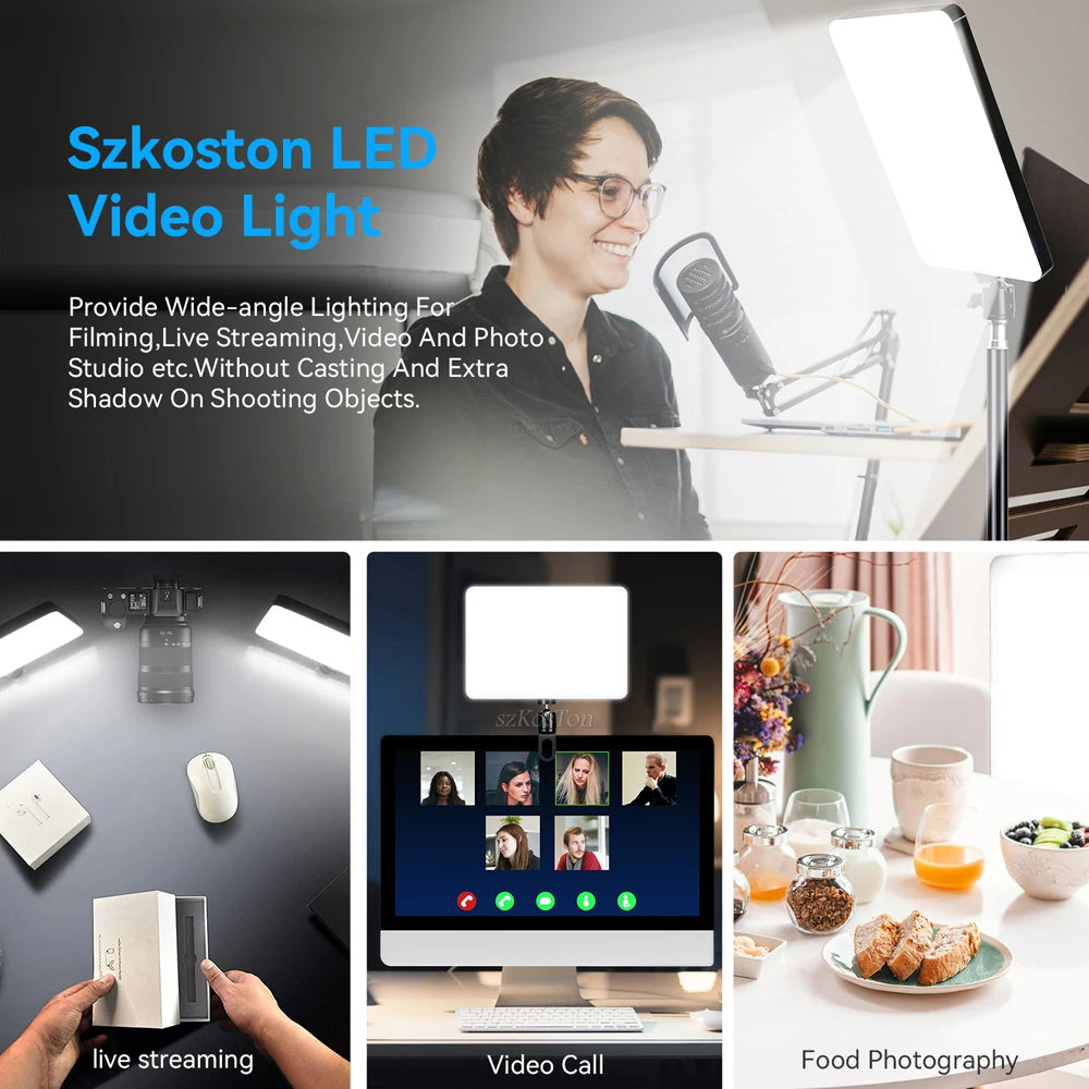 Tejesa 8/12 Inch LED Photography Video Panel Light Photo Studio Lighting Kit For Shoot Live Streaming Youbube With Tripod Stand