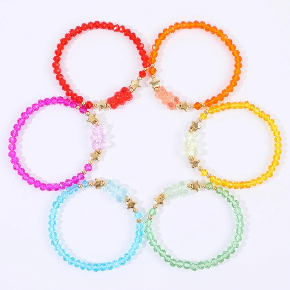 Makersland 6Pcs/set Bear Bracelet for Women Fashion Jewelry for Ladies Girls Gifts Bohemia Multi Layer Beads Bracelet Women