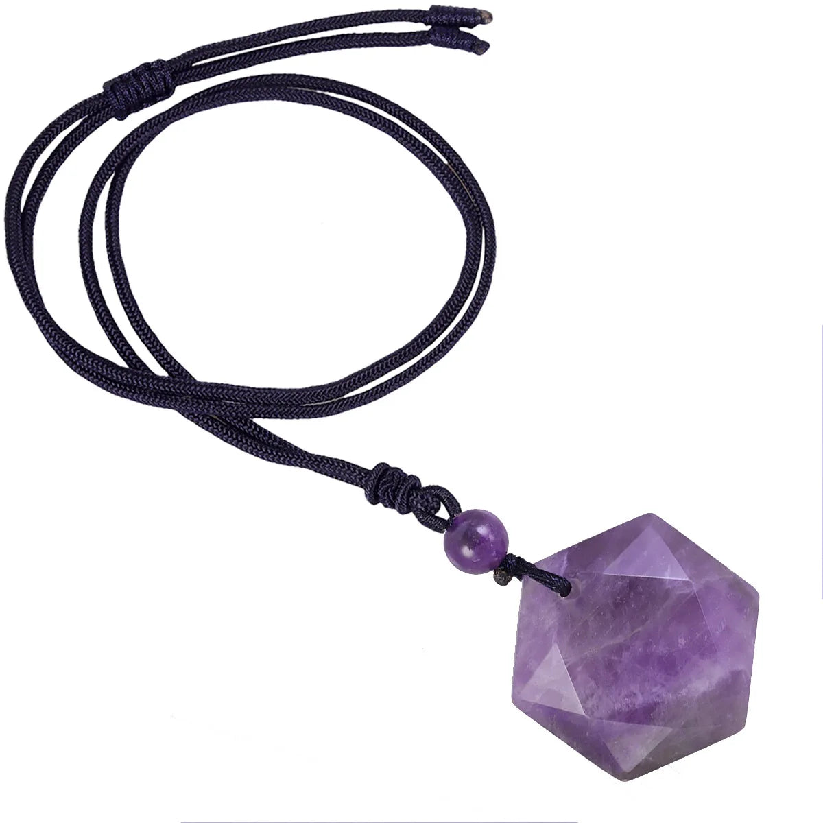 Hemasa Obsidian Hexagram Charm Rope Chain Necklace for Women