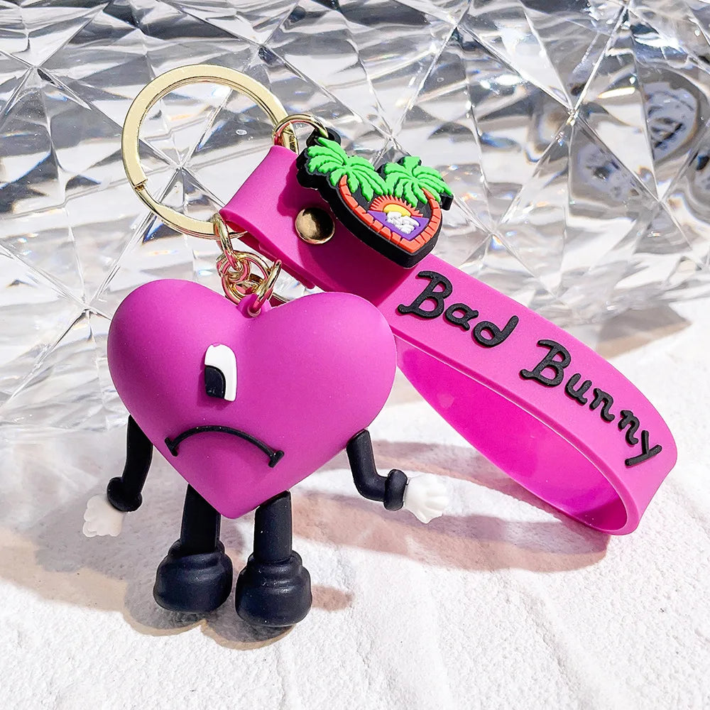 Tejesa Silicone Soft Rubber 3D Rabbit Bad Bunny Keychain/ Heart Pendant  Halloween Pumpkin Key Pendant