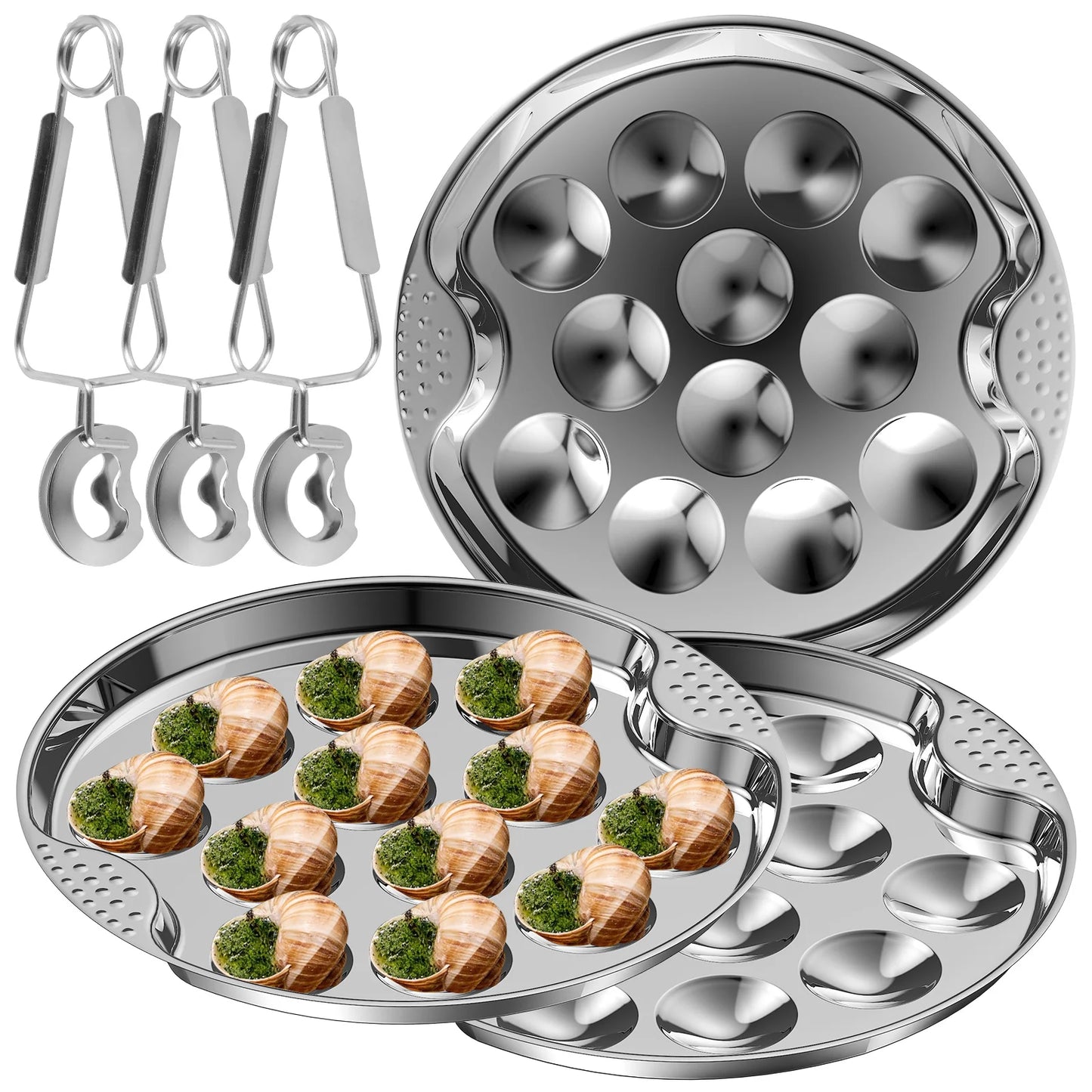 Snail Plate Stainless Steel Escargot Plates Baking Dish Dessert Tray for Kitchen Food Plate Restaurant Snail Dish Baking BBQ Pan