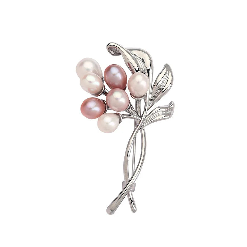 New natural freshwater pearl color bouquet brooch corsage anti-leak buckle